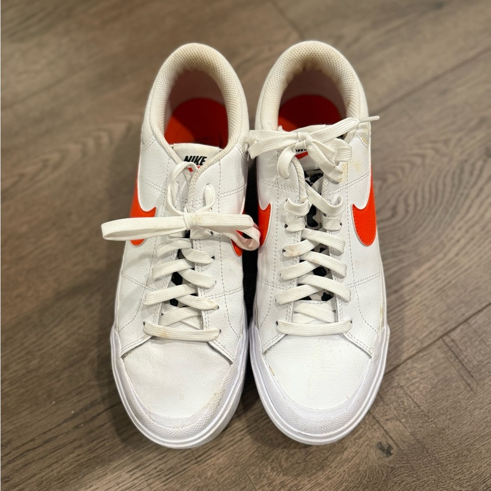 Nike White and Bright Orange Shoes